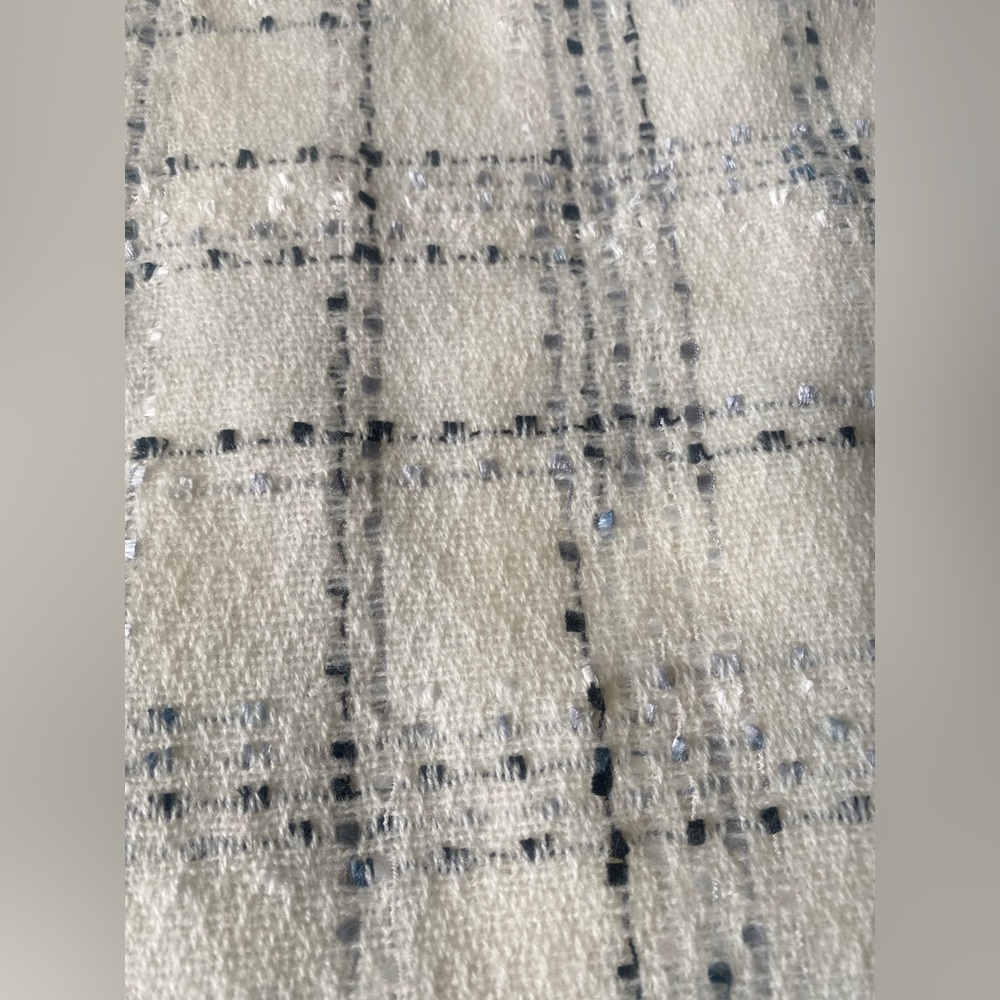 CHANEL Scarf Shawl White Blue Gray Black - Picture 6 of 12